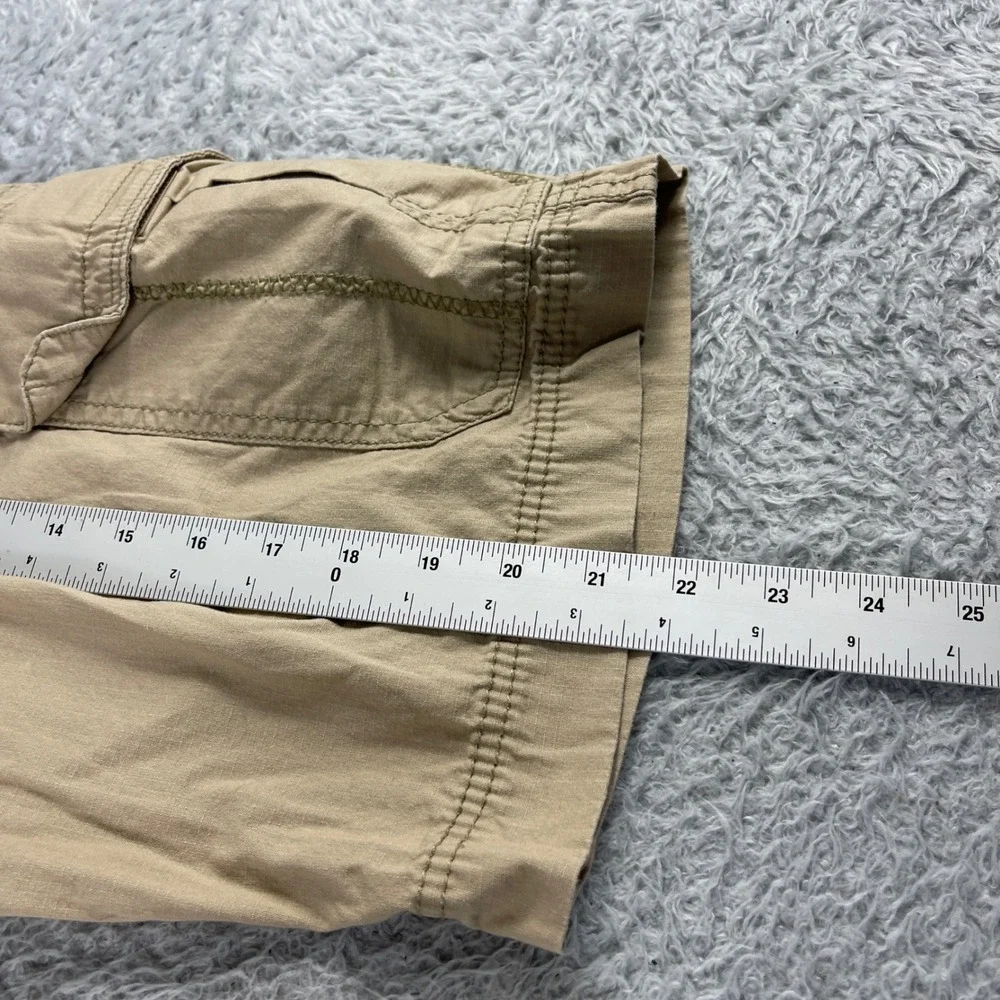 Mens Tan Khaki Cotton Ripstop Cargo Shorts Camo Lined Waist Size 33 Utility